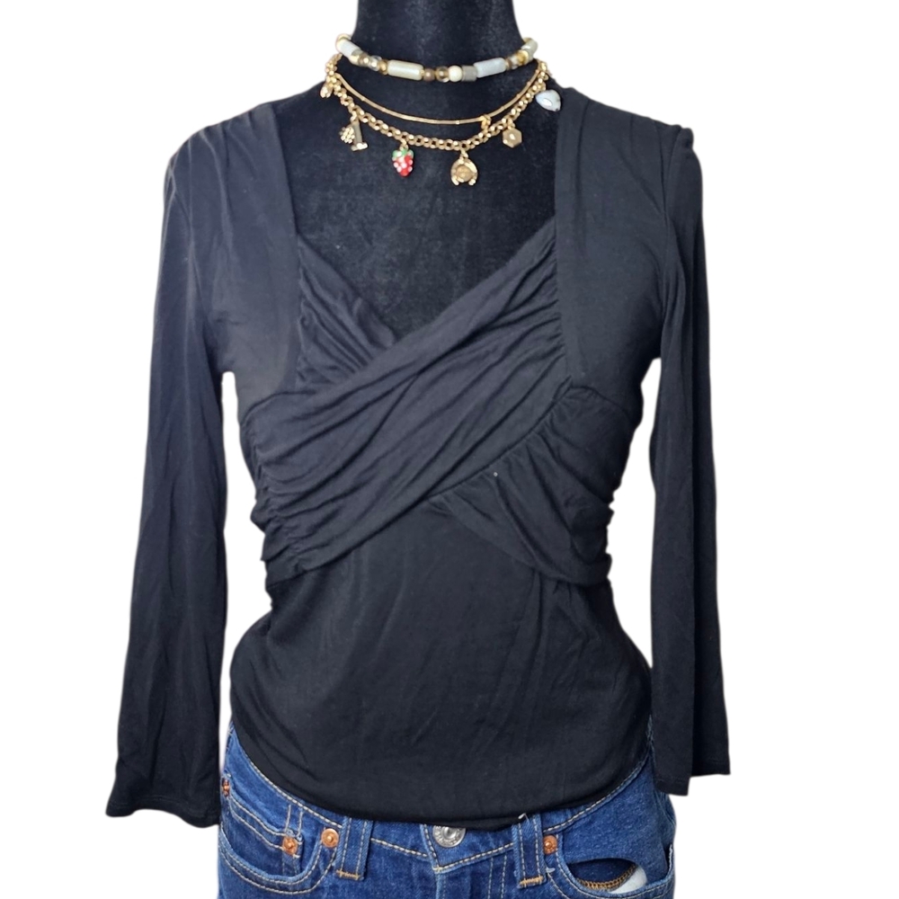 RAFAEL Black Draped Women's Blouse